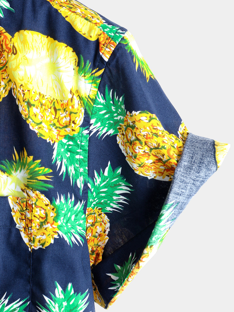 Men's Short Sleeve Pineapple Cotton Shirt