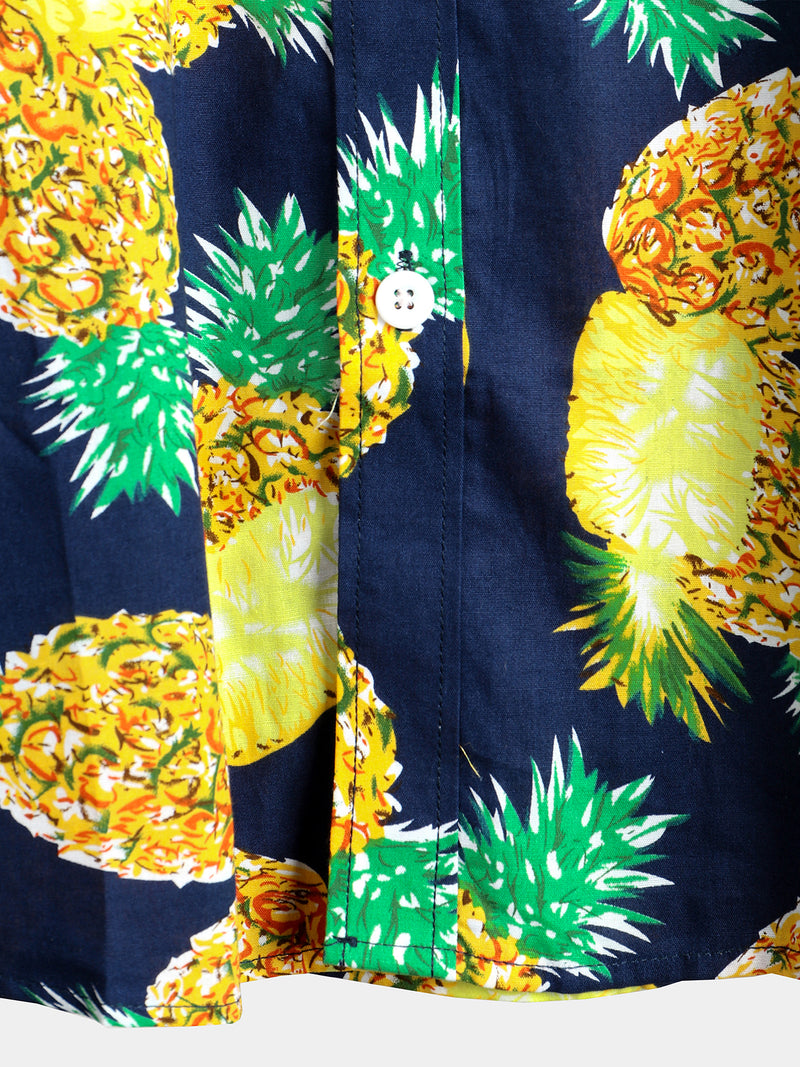Men's Short Sleeve Pineapple Cotton Shirt