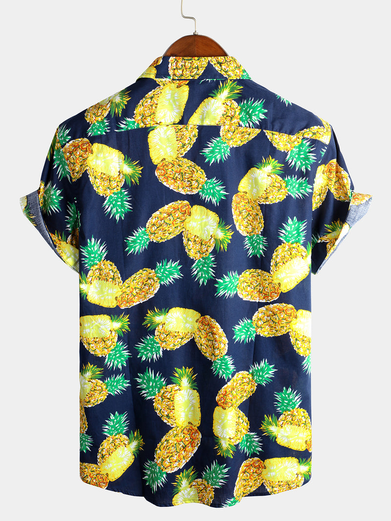 Men's Short Sleeve Pineapple Cotton Shirt