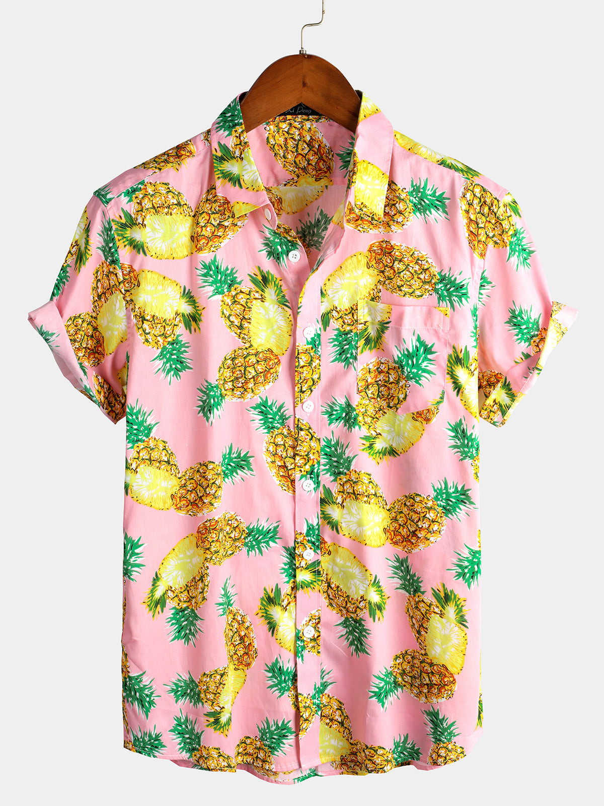 Men's Short Sleeve Pineapple Cotton Shirt