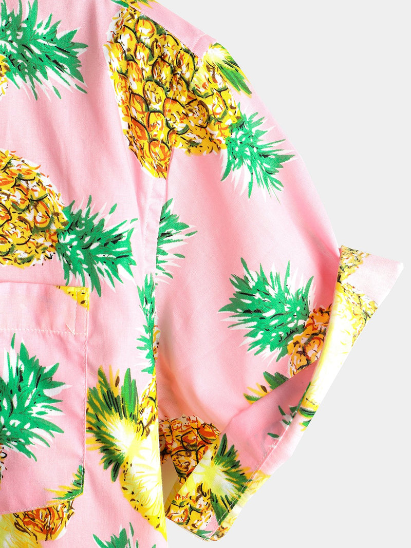 Men's Short Sleeve Pineapple Cotton Shirt
