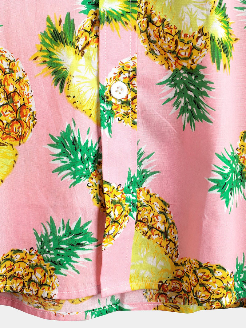 Men's Short Sleeve Pineapple Cotton Shirt