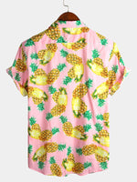 Men's Short Sleeve Pineapple Cotton Shirt
