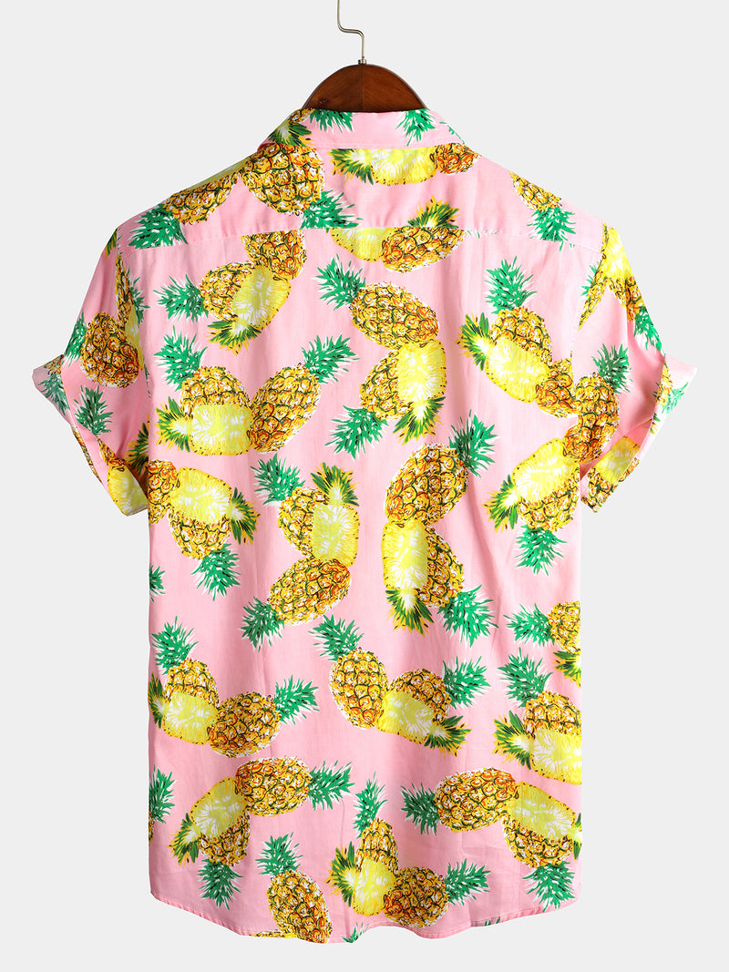 Men's Short Sleeve Pineapple Cotton Shirt