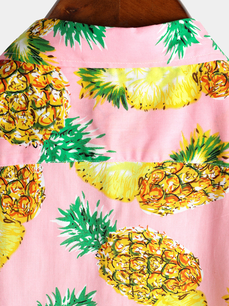 Men's Short Sleeve Pineapple Cotton Shirt
