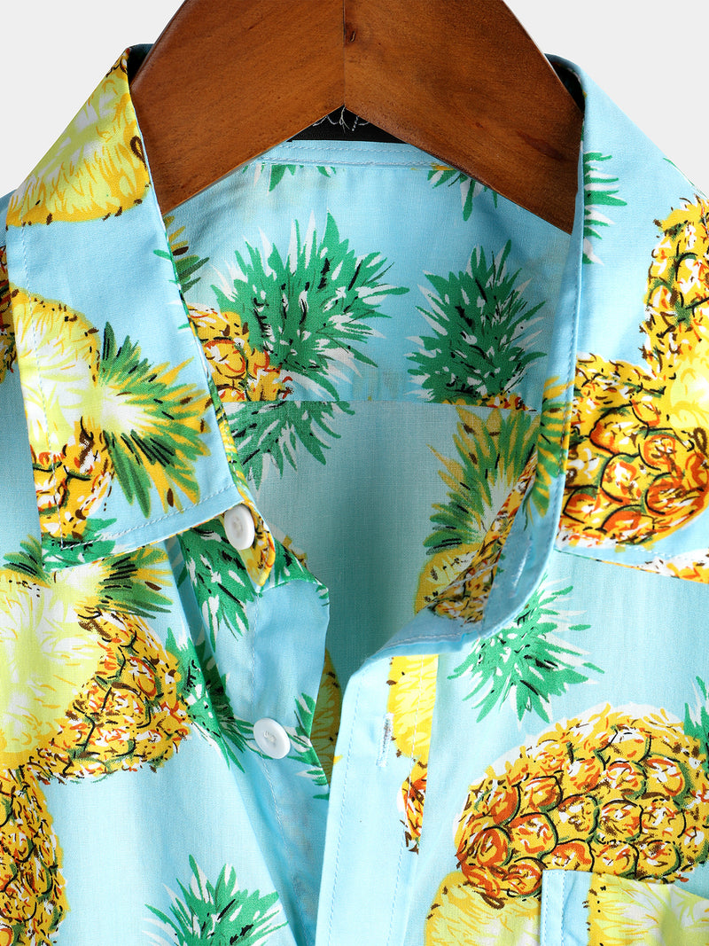 Men's Short Sleeve Pineapple Cotton Shirt