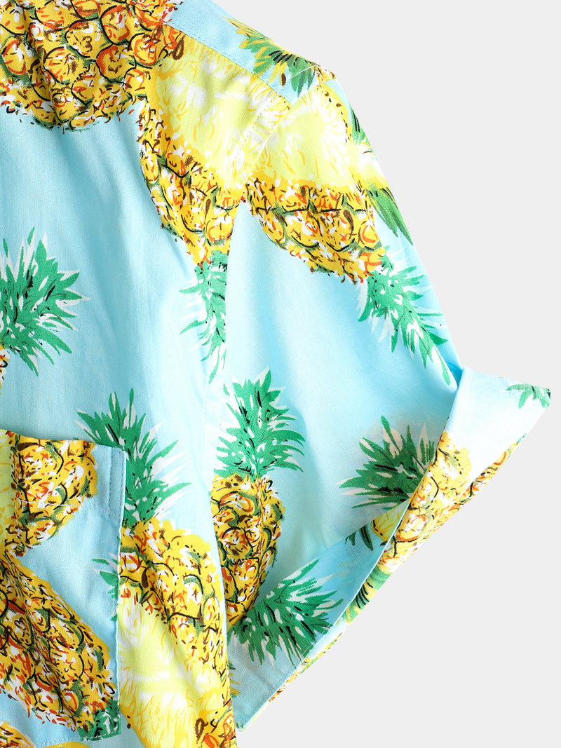 Men's Short Sleeve Pineapple Cotton Shirt