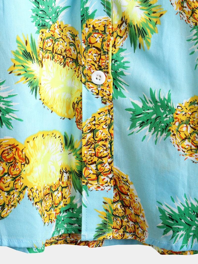 Men's Short Sleeve Pineapple Cotton Shirt