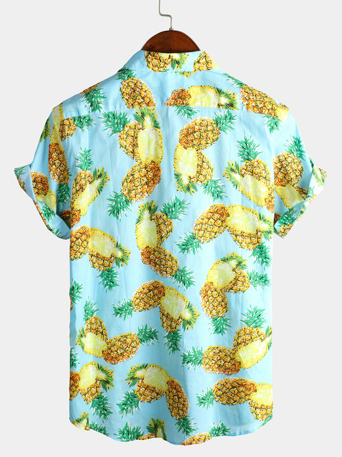 Men's Short Sleeve Pineapple Cotton Shirt