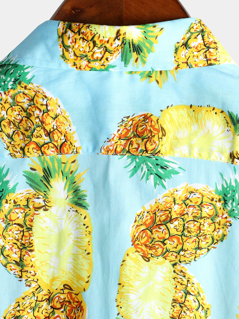 Men's Short Sleeve Pineapple Cotton Shirt
