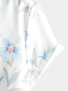 Men's Casual Blue Floral Print Button Summer Hawaiian Flower Cruise Short Sleeve Beach Shirt