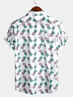 Men's Holiday Tropical Pineapple Pocket Cotton Shirt