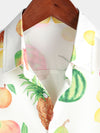 Men's Fruit Watermelon Lemon Pineapple Print Button Up Hawaiian Short Sleeve Shirt