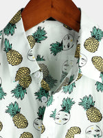 Men's Holiday Tropical Pineapple Pocket Cotton Shirt