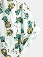 Men's Holiday Tropical Pineapple Pocket Cotton Shirt