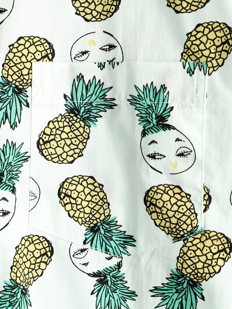 Men's Holiday Tropical Pineapple Pocket Cotton Shirt