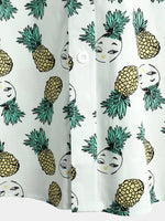 Men's Holiday Tropical Pineapple Pocket Cotton Shirt