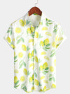 Men's Lemon Fruit Tropical Print Button Up Hawaiian Short Sleeve Shirt