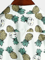 Men's Holiday Tropical Pineapple Pocket Cotton Shirt