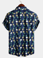 Men's Holiday Tropical Pineapple Pocket Cotton Shirt