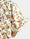 Men's Short Sleeve Rose Print Cotton Shirt