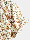 Men's Short Sleeve Rose Print Cotton Shirt