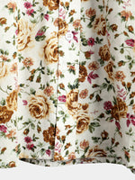 Men's Short Sleeve Rose Print Cotton Shirt