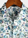 Men's Short Sleeve Rose Print Cotton Shirt