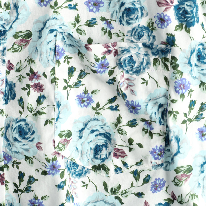 Men's Short Sleeve Rose Print Cotton Shirt
