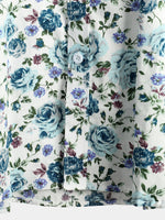 Men's Short Sleeve Rose Print Cotton Shirt