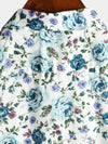 Men's Short Sleeve Rose Print Cotton Shirt