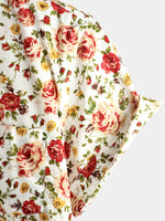 Men's Short Sleeve Rose Print Cotton Shirt