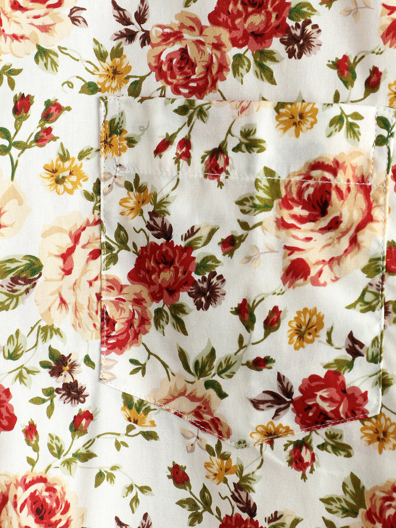 Men's Short Sleeve Rose Print Cotton Shirt