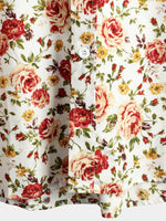 Men's Short Sleeve Rose Print Cotton Shirt