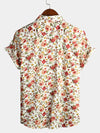 Men's Short Sleeve Rose Print Cotton Shirt