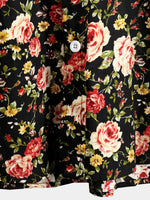 Men's Short Sleeve Rose Print Cotton Shirt