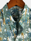 Men's Casual Hawaiian Tropical Print Short Sleeve Cotton Shirt