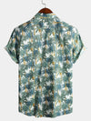 Men's Casual Hawaiian Tropical Print Short Sleeve Cotton Shirt
