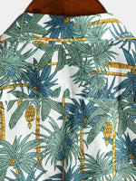 Men's Casual Hawaiian Tropical Print Short Sleeve Cotton Shirt