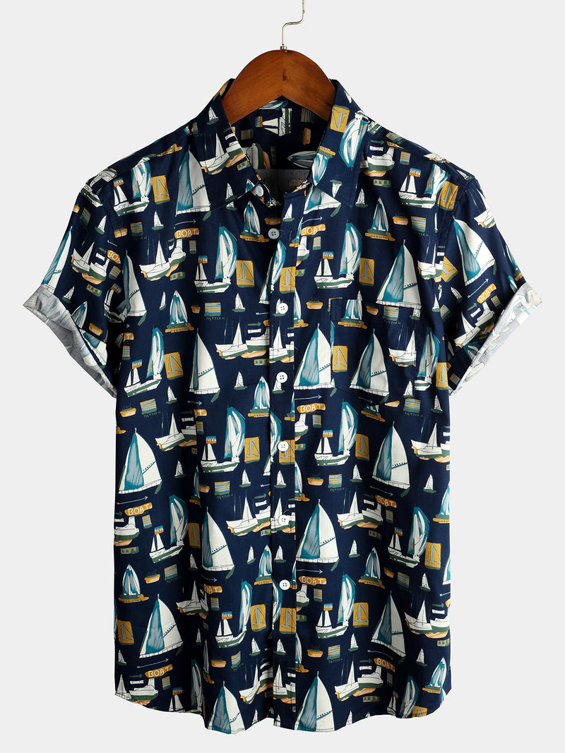 Men's Cotton Casual Holiday Pocket Short Sleeve Shirt