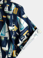 Men's Holiday Cotton Pocket Casual Short Sleeve Shirt