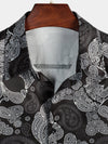 Men's Funny Black Skull Print Short Sleeve Shirt