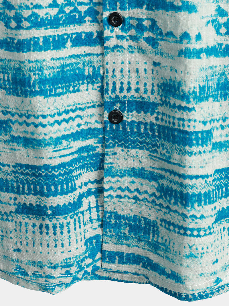 Men's Blue Vintage Pocket Short Sleeve Shirt