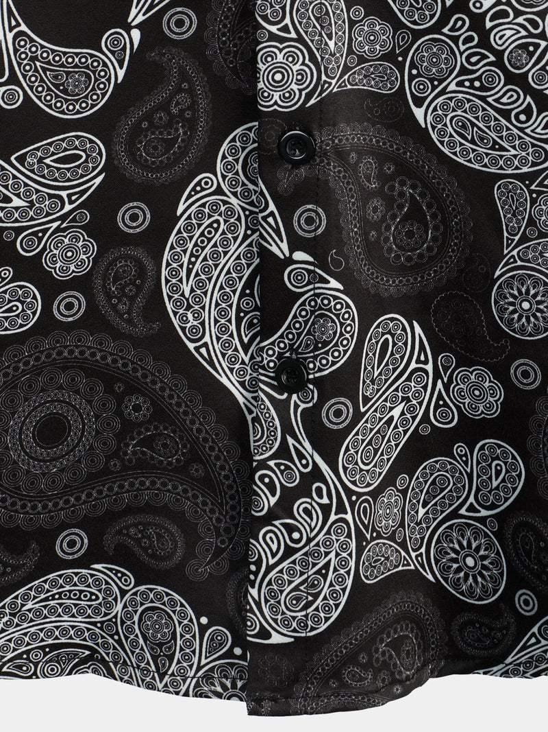 Men's Funny Black Skull Print Short Sleeve Shirt