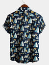 Men's Holiday Cotton Pocket Casual Short Sleeve Shirt