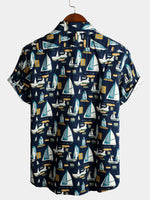 Men's Holiday Cotton Pocket Casual Short Sleeve Shirt