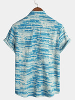 Men's Blue Vintage Pocket Short Sleeve Shirt