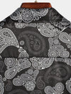 Men's Funny Black Skull Print Short Sleeve Shirt