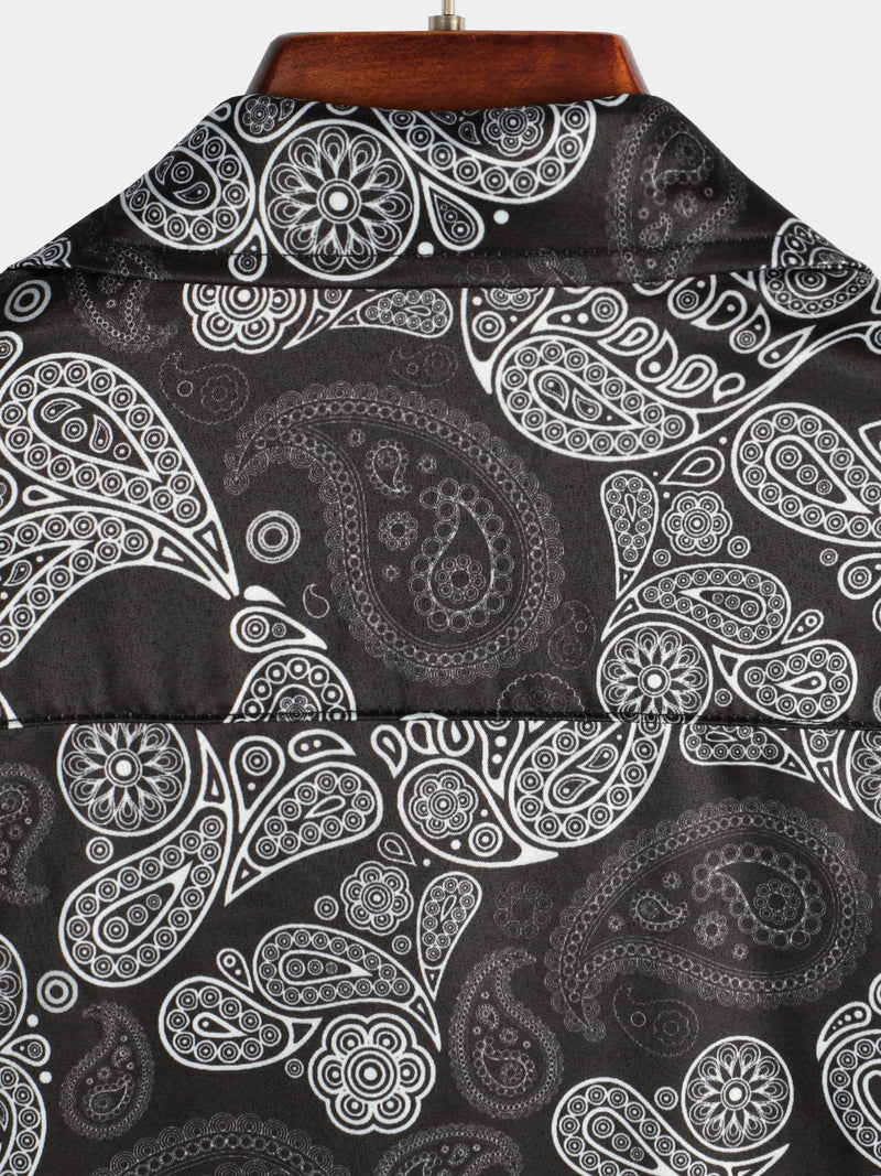 Men's Funny Black Skull Print Short Sleeve Shirt