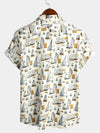 Men's Holiday Cotton Pocket Casual Short Sleeve Shirt